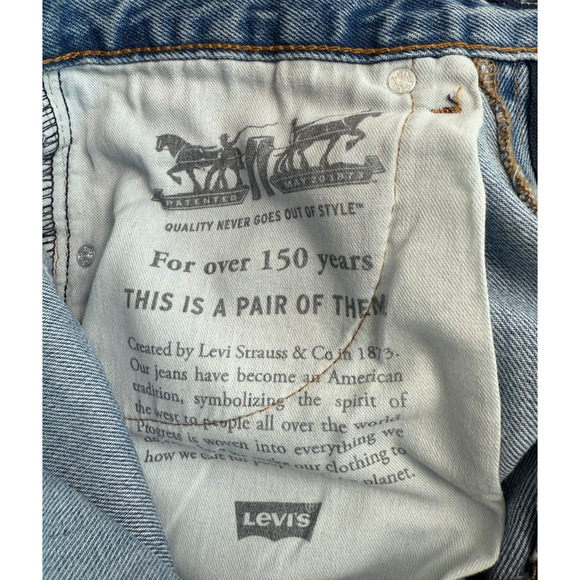 Levi's Men 505 Regular Fit Straight Leg Zip Fly Non-Stretch Jeans 32x34 Blue - Picture 7 of 12